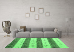 Machine Washable Abstract Emerald Green Contemporary Area Rugs in a Living Room,, wshcon1632emgrn