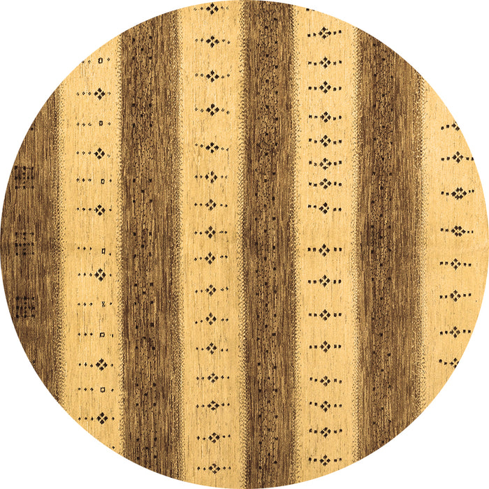 Round Abstract Brown Contemporary Rug, con1632brn