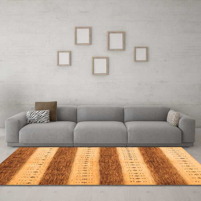 Machine Washable Abstract Orange Contemporary Area Rugs in a Living Room, wshcon1632org