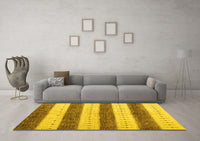 Machine Washable Abstract Yellow Contemporary Rug, wshcon1632yw