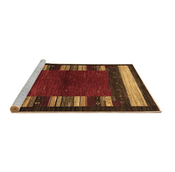 Sideview of Machine Washable Abstract Brown Contemporary Rug, wshcon1633brn