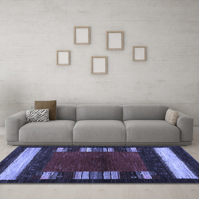 Machine Washable Abstract Blue Contemporary Rug in a Living Room, wshcon1633blu