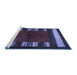 Sideview of Machine Washable Abstract Blue Contemporary Rug, wshcon1633blu