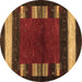 Round Machine Washable Abstract Brown Contemporary Rug, wshcon1633brn