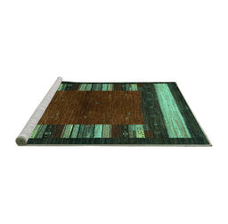 Sideview of Machine Washable Abstract Turquoise Contemporary Area Rugs, wshcon1633turq