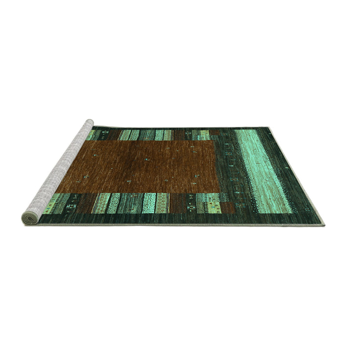 Sideview of Machine Washable Abstract Turquoise Contemporary Area Rugs, wshcon1633turq