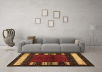 Machine Washable Abstract Brown Contemporary Rug, wshcon1633brn