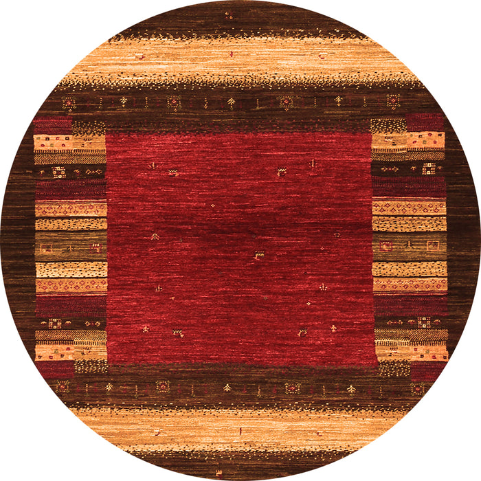 Square Abstract Orange Contemporary Rug, con1633org