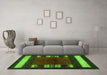 Machine Washable Abstract Green Contemporary Area Rugs in a Living Room,, wshcon1633grn