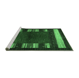 Sideview of Machine Washable Abstract Emerald Green Contemporary Area Rugs, wshcon1633emgrn