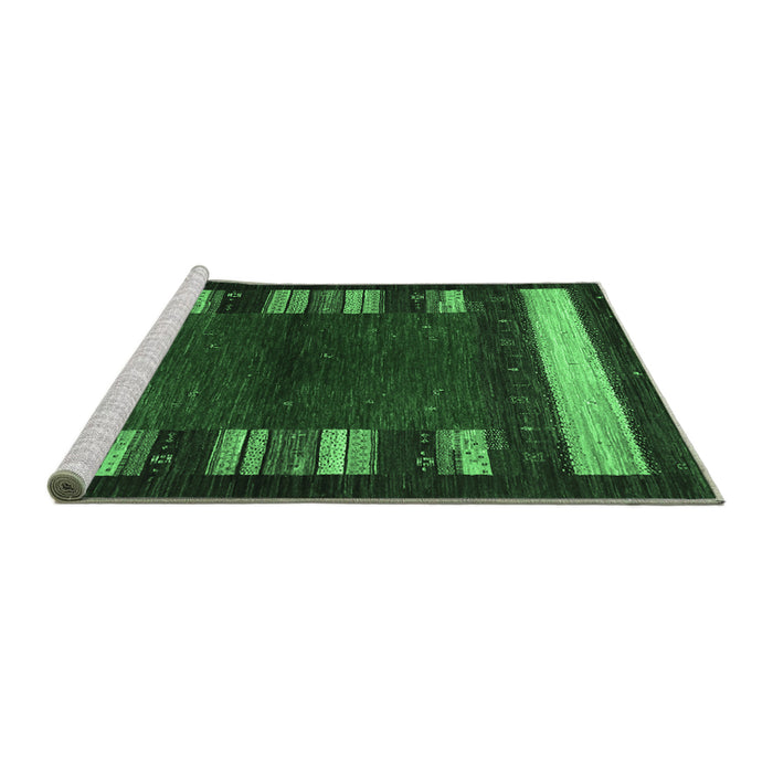 Sideview of Machine Washable Abstract Emerald Green Contemporary Area Rugs, wshcon1633emgrn
