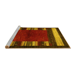 Sideview of Machine Washable Abstract Yellow Contemporary Rug, wshcon1633yw