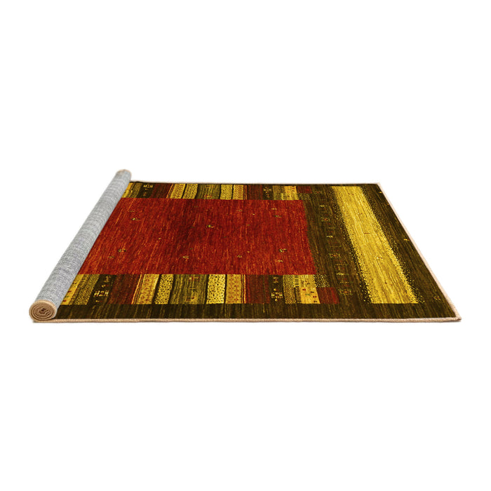 Sideview of Machine Washable Abstract Yellow Contemporary Rug, wshcon1633yw