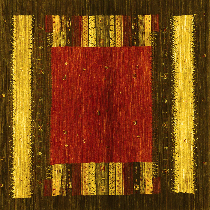 Square Abstract Yellow Contemporary Rug, con1633yw