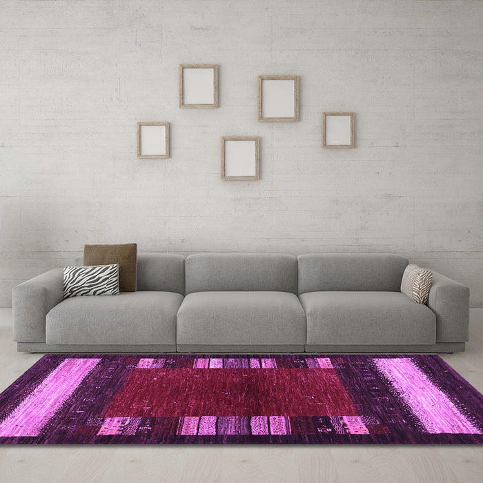 Machine Washable Abstract Purple Contemporary Area Rugs in a Living Room, wshcon1633pur