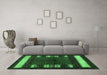 Machine Washable Abstract Emerald Green Contemporary Area Rugs in a Living Room,, wshcon1633emgrn