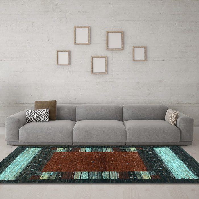 Machine Washable Abstract Light Blue Contemporary Rug in a Living Room, wshcon1633lblu
