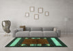 Machine Washable Abstract Turquoise Contemporary Area Rugs in a Living Room,, wshcon1633turq