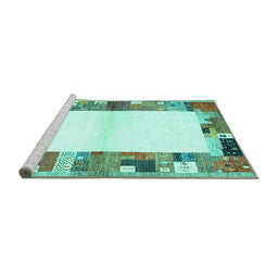 Sideview of Machine Washable Solid Turquoise Modern Area Rugs, wshcon1634turq