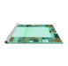 Sideview of Machine Washable Solid Turquoise Modern Area Rugs, wshcon1634turq