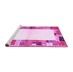 Sideview of Machine Washable Solid Pink Modern Rug, wshcon1634pnk