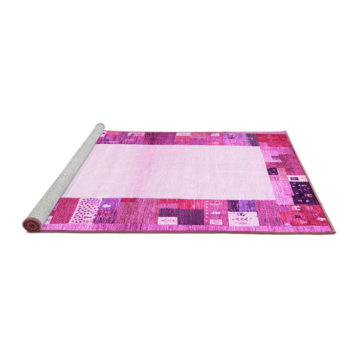Sideview of Machine Washable Solid Pink Modern Rug, wshcon1634pnk