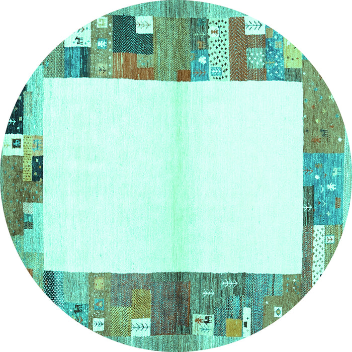 Round Solid Turquoise Modern Rug, con1634turq