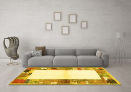 Machine Washable Solid Yellow Modern Rug in a Living Room, wshcon1634yw
