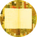 Round Solid Yellow Modern Rug, con1634yw