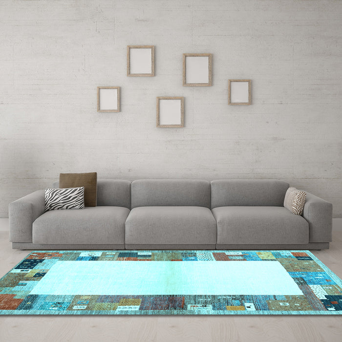 Machine Washable Solid Light Blue Modern Rug in a Living Room, wshcon1634lblu