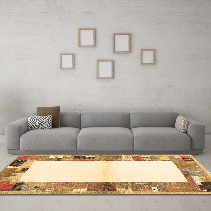 Machine Washable Solid Brown Modern Rug in a Living Room,, wshcon1634brn