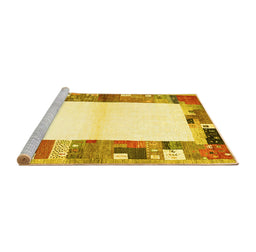 Sideview of Machine Washable Solid Yellow Modern Rug, wshcon1634yw