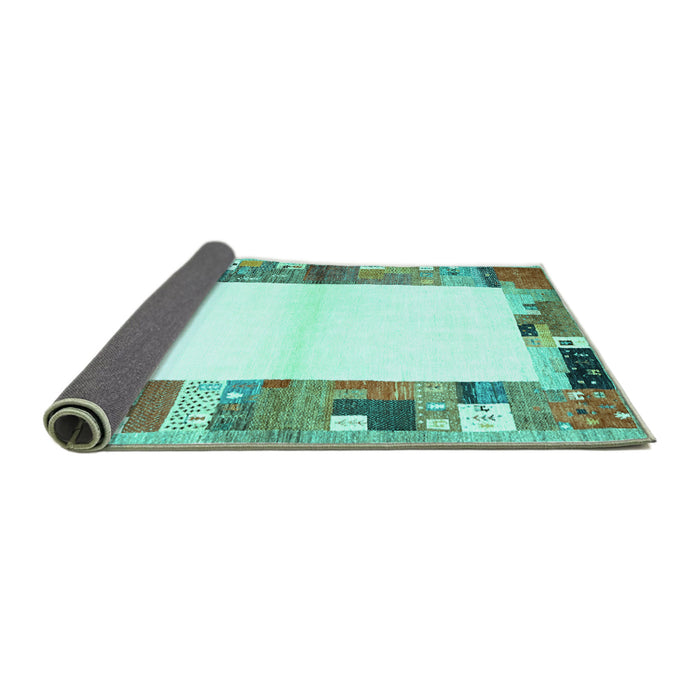 Sideview of Solid Turquoise Modern Rug, con1634turq