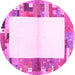 Round Solid Pink Modern Rug, con1634pnk