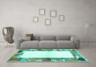 Machine Washable Solid Turquoise Modern Area Rugs in a Living Room,, wshcon1634turq