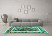 Machine Washable Abstract Turquoise Contemporary Area Rugs in a Living Room,, wshcon1635turq