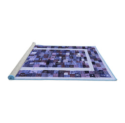 Sideview of Machine Washable Abstract Blue Contemporary Rug, wshcon1635blu