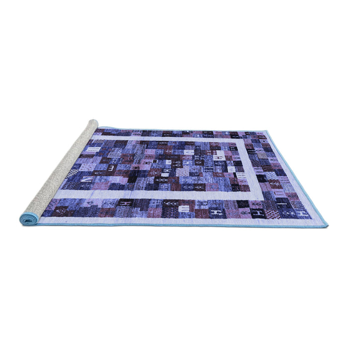 Sideview of Machine Washable Abstract Blue Contemporary Rug, wshcon1635blu