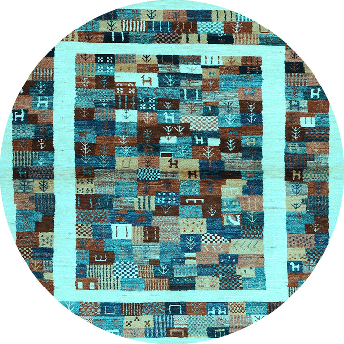 Round Machine Washable Abstract Light Blue Contemporary Rug, wshcon1635lblu