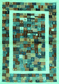 Abstract Turquoise Contemporary Rug, con1635turq