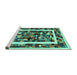 Sideview of Machine Washable Abstract Turquoise Contemporary Area Rugs, wshcon1635turq