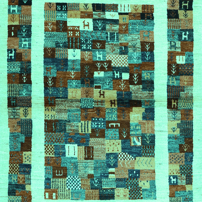 Machine Washable Abstract Turquoise Contemporary Area Rugs, wshcon1635turq