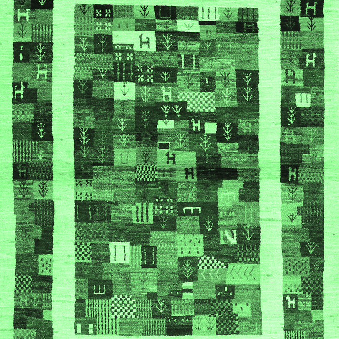 Machine Washable Abstract Emerald Green Contemporary Area Rugs, wshcon1635emgrn