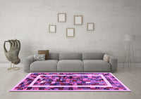 Machine Washable Abstract Purple Contemporary Rug, wshcon1635pur