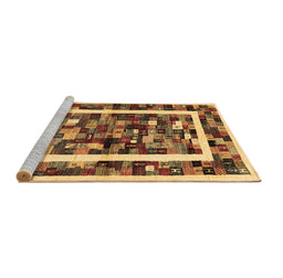 Sideview of Machine Washable Abstract Brown Contemporary Rug, wshcon1635brn