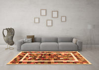 Machine Washable Abstract Orange Contemporary Rug, wshcon1635org