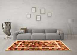 Machine Washable Abstract Orange Contemporary Area Rugs in a Living Room, wshcon1635org