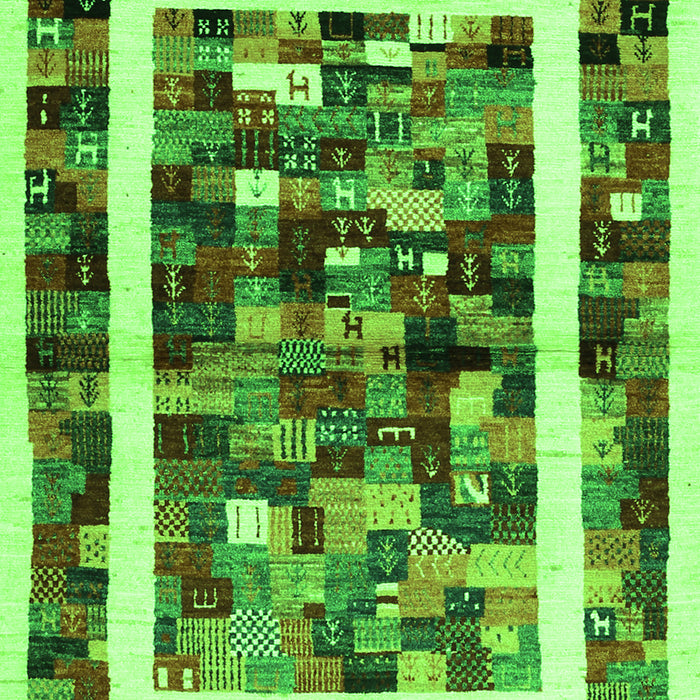 Serging Thickness of Machine Washable Abstract Green Contemporary Area Rugs, wshcon1635grn