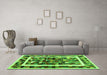 Machine Washable Abstract Green Contemporary Area Rugs in a Living Room,, wshcon1635grn