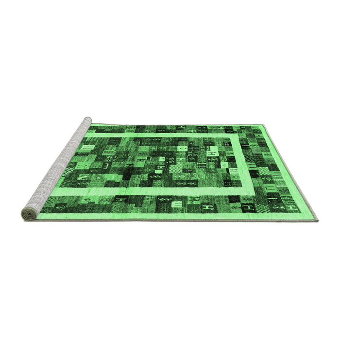 Sideview of Machine Washable Abstract Emerald Green Contemporary Area Rugs, wshcon1635emgrn